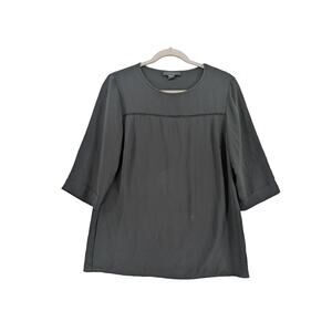Atmosphere Crew Neck Blouse 6 Black Womens 3/4 Sleeve Ladder Accent‎ Preppy Work